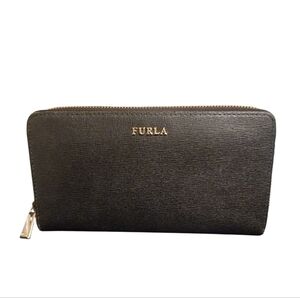 Furla Black Saffiano Zip Around Wallet